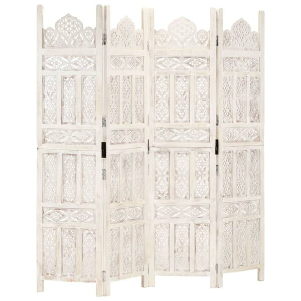 vidaXL Cloison de séparation 4 panneaux Blanc 160x165 cm Bois manguier