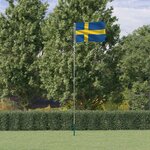 vidaXL Drapeau de la Suède et mât 5 55 m Aluminium