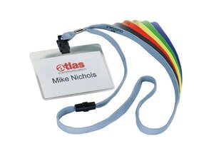 Badge, avec lacet textile, 90 x 60 mm, bleu foncé DURABLE