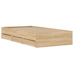 vidaXL Cadre de lit et tiroirs chêne sonoma 90x200cm bois d'ingénierie
