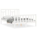 vidaXL Cadre de lit avec tête de lit blanc 140x190 cm bois massif