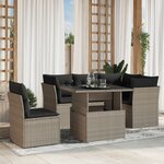 vidaXL Salon de jardin 6 Pièces avec coussins gris clair résine tressée