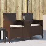 vidaXL Canapé de jardin 2 places avec table et coussins résine tressée