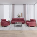 vidaXL Ensemble de canapés 3 Pièces avec coussins Rouge bordeaux Tissu