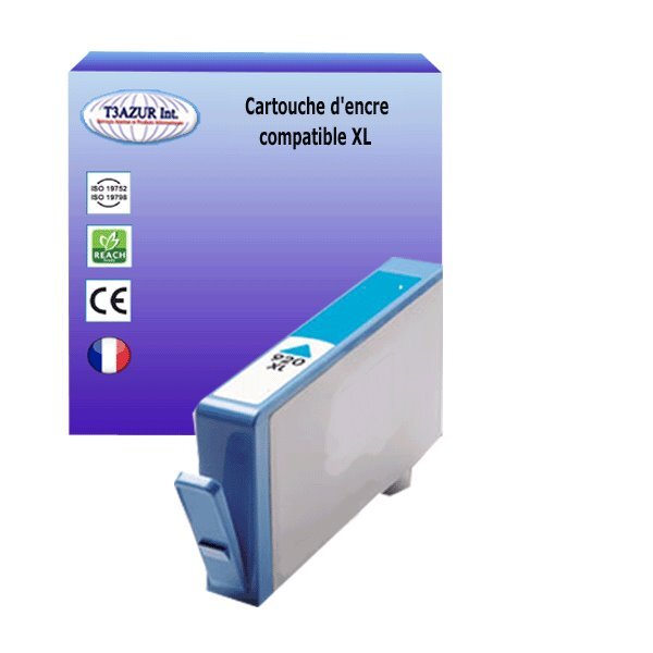 Cartouche compatible avec HP OfficeJet E710A, E710N remplace HP 920XL Cyan  - T3AZUR