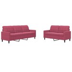 vidaXL Ensemble de canapés 2 Pièces avec coussins Rouge bordeaux Velours