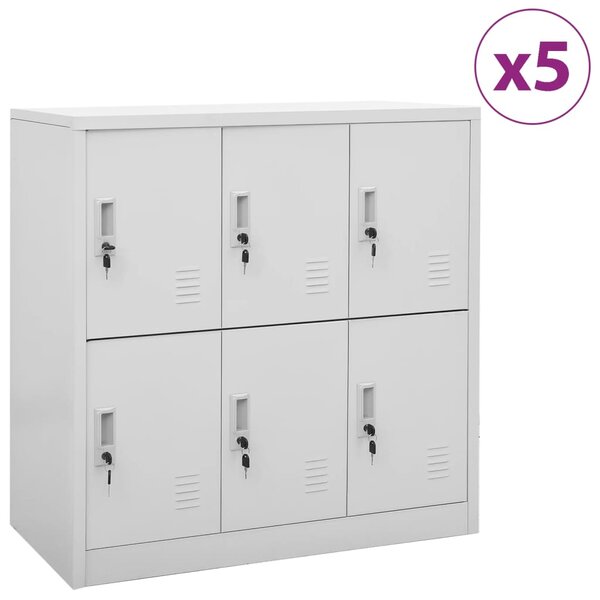 vidaXL Armoires à casiers 5 Pièces Gris clair 90x45x92 5 cm Acier