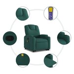 vidaXL Fauteuil inclinable de massage Vert foncé Tissu
