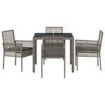 Ensemble de salle à manger de jardin 5 pièces vidaXL avec coussins en poly rotin gris
