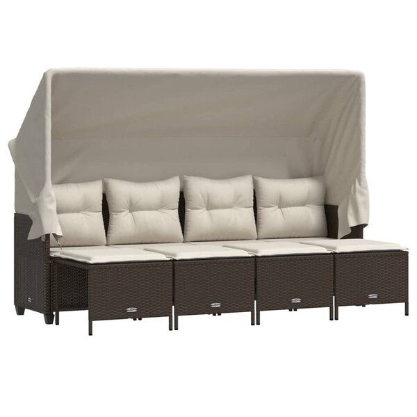 vidaXL Salon de jardin avec coussins 5 Pièces marron résine tressée