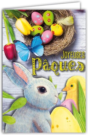 Carte Joyeuses Pâques avec Enveloppe 12x17 5cm