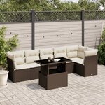 vidaXL Salon de jardin avec coussins 7 Pièces marron résine tressée