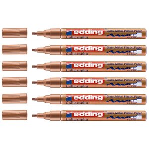 Marqueur Peinture Brillante 753 Cuivre Pointe Calligraphie 1-2 5 mm x 6 EDDING