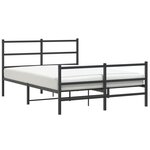 vidaXL Cadre de lit métal avec tête de lit/pied de lit noir 140x190 cm