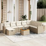 vidaXL Salon de jardin avec coussins 9 Pièces beige résine tressée