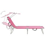 vidaXL Chaise longue pliable avec auvent acier rose magento