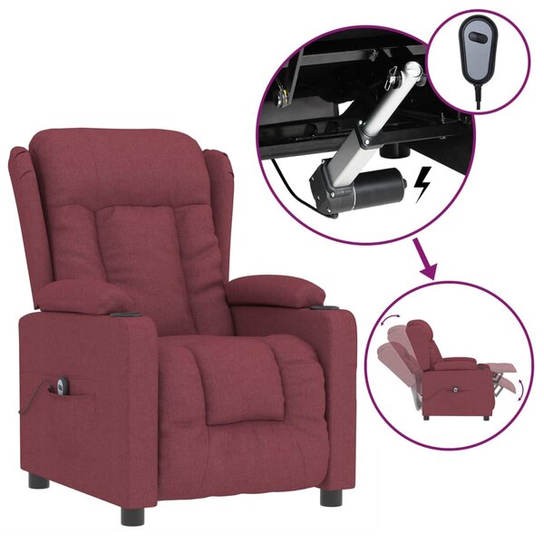 vidaXL Fauteuil inclinable électrique Rouge bordeaux Tissu