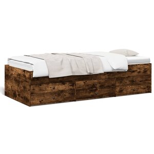vidaXL Lit de jour avec tiroirs sans matelas chêne fumé 90x200 cm