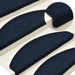 vidaXL Tapis d'escalier autocollants 15 Pièces Bleu 56x17x3 cm Aiguilleté
