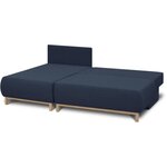 Canapé d'angle gauche convertible MIKA 3 places - Tissu bleu foncé - Coffre de rangement - 218 x 98/145 x 84 cm