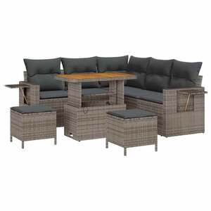 vidaXL Ensemble de canapé de jardin 8 Pièces Gris polyrotin