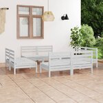 vidaXL Salon de jardin 8 Pièces Blanc Bois de pin massif