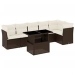 vidaXL Salon de jardin avec coussins 7 Pièces marron résine tressée