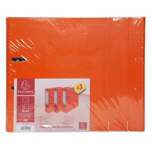 Lot De 3 Classeurs À Levier - Dos De 80mm - Format A4 - Extérieur En Polypropylène / Intérieur En Papier - Orange - X 4 - Exacompta