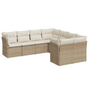 vidaXL Salon de jardin avec coussins 8 Pièces beige résine tressée