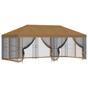 vidaXL Gazebo avec murs latéraux 6 x 3 m Beige Polyester et Acier