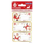 12 étiquettes adhésives de Noël - Père Noël rigolo