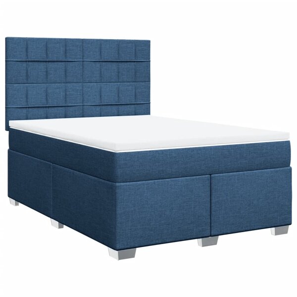 vidaXL Sommier à lattes de lit avec matelas Bleu 140x200 cm Tissu