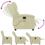 vidaXL Fauteuil de massage inclinable électrique crème cuir véritable