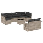 vidaXL Salon de jardin avec coussins 10 Pièces gris clair résine tressée