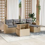 vidaXL Salon de jardin avec coussins 6 Pièces beige résine tressée