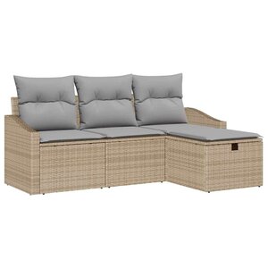 vidaXL Ensemble de Canapés avec coussin 4 Pièces polyrotin