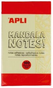 Notes adhésives 12 5x7 5 cm Bloc 100 feuilles Mandala Jaune
