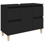 vidaXL Ensemble de meubles salle de bain 3 Pièces noir bois d'ingénierie