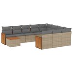 vidaXL Salon de jardin 11 Pièces avec coussins beige résine tressée