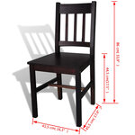 vidaXL Chaises à manger lot de 4 marron foncé pinède