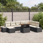 vidaXL Ensemble de salle à manger de jardin 9 pièces avec coussins en poly rattan noir et acacia