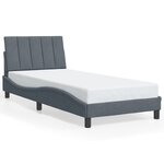 vidaXL Cadre de lit avec tête de lit Gris foncé 90x190 cm Velours