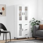 vidaXL Buffet haut Blanc 69 5x34x180 cm Bois d'ingénierie