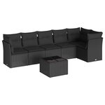vidaXL Salon de jardin 7 Pièces avec coussins noir résine tressée
