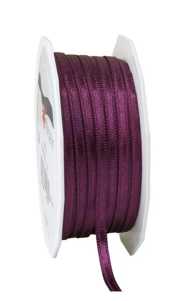 Satin double face 50-m-rouleau 3 mm prune