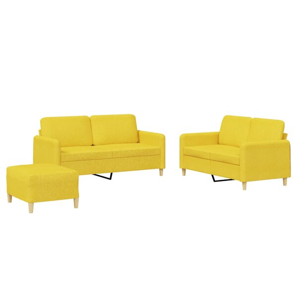 vidaXL Ensemble de canapés 3 Pièces avec coussins Jaune clair Tissu