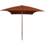 vidaXL Parasol d'extérieur avec mât en bois Terre cuite 200x300 cm