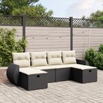 vidaXL Salon de jardin 6 Pièces avec coussins noir résine tressée