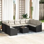 vidaXL Ensemble de Canapé de Jardin 9 Pièces avec Coussins Marron Poly Rattan