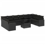 vidaXL Salon de jardin 11 Pièces avec coussins noir résine tressée